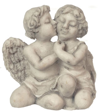 Dollhouse Miniature Two Cherubs, Gray